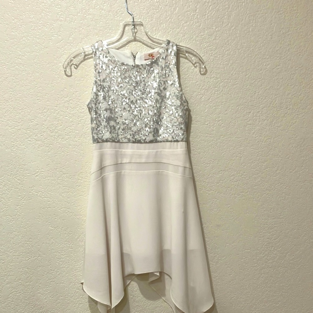 White sequin top dress, size 8